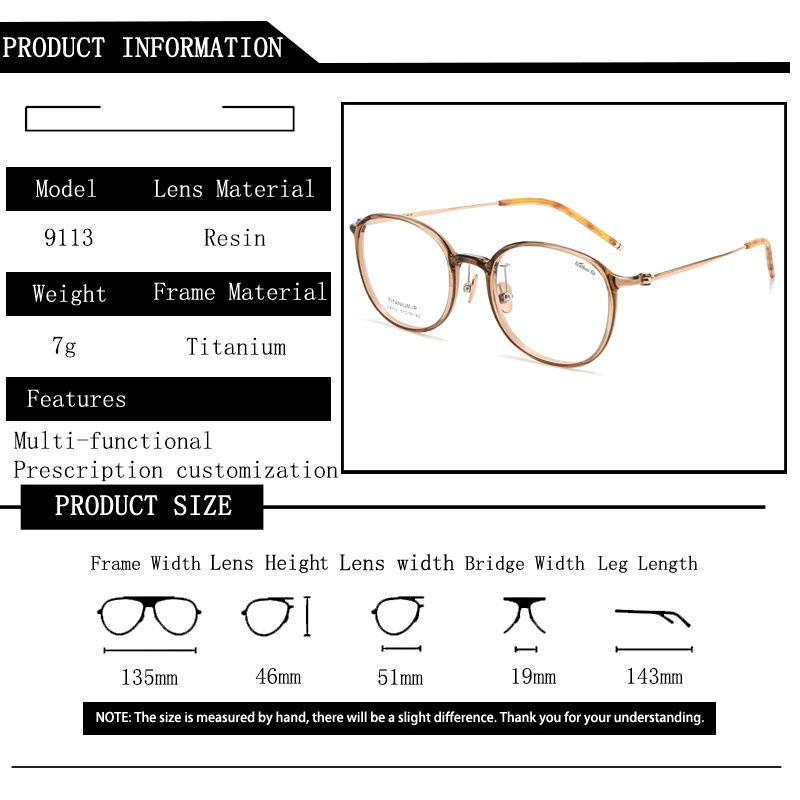 JUNHANERED Korrektionsbrille Rund, Titan, Vollrand, Damen - Bild 4