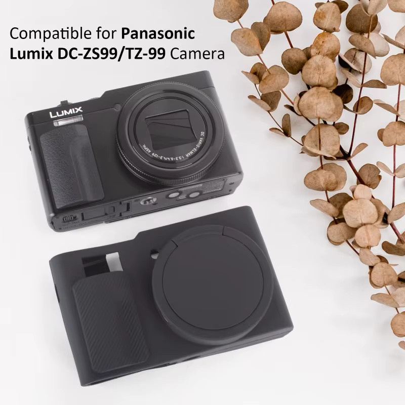 Stoßfeste Silikonhülle für Panasonic Lumix TZ99 ZS99 Kamera mit Objektivdeckel und Handschlaufe in Pink oder Black - Bild 2