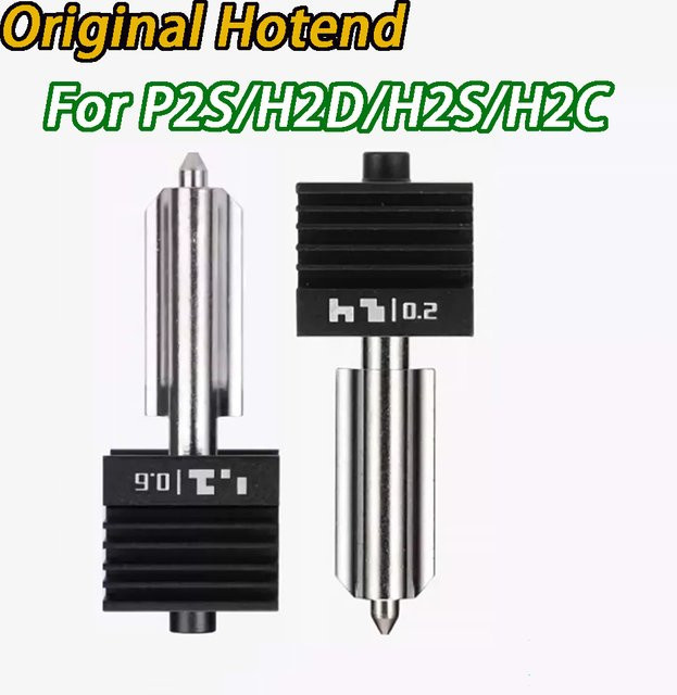 Original P2S High Flow Hotend für Bambu Lab, erhältlich in den Düsenstärken 0,2 mm, 0,4 mm, 0,6 mm und 0,8 mm, aus gehärtetem Stahl und Edelstahl - Bild 1