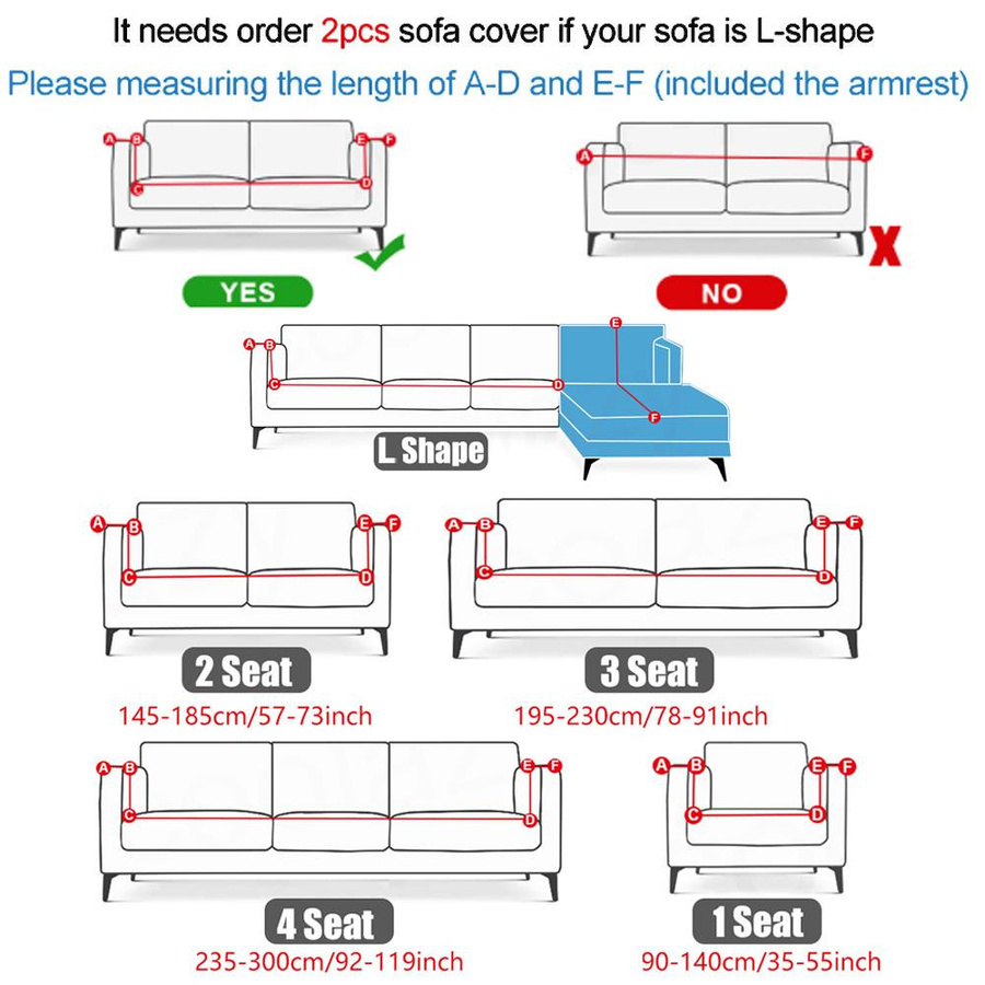 Elastischer Sofabezug von Yiran Furniture für Ecksofas und L-Form Couches, bedruckt und rutschfest, Breite: 90-140 cm - Bild 1