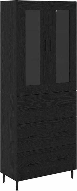 vidaXL Highboard 2-teilig in Eiche Schwarz aus Holz und Glas - Bild 1