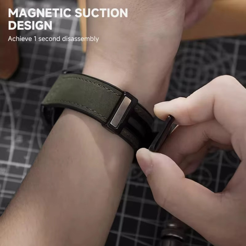 CAOWTAN Uhrenarmband Leder, Schwarz, Unisex - Bild 3