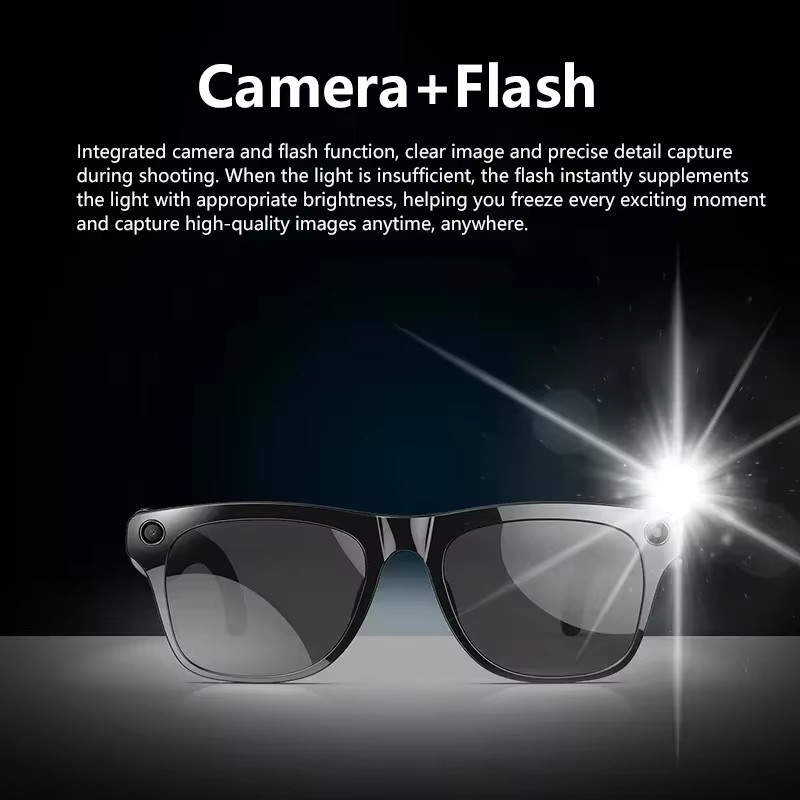 Lenovo Smart-Sonnenbrille mit 8K Bluetooth AI-Funktion, 1200MP HD-Kamera, ChatGPT Sprachassistent, Musikplayer und Anruffunktion in Schwarz - Bild 2