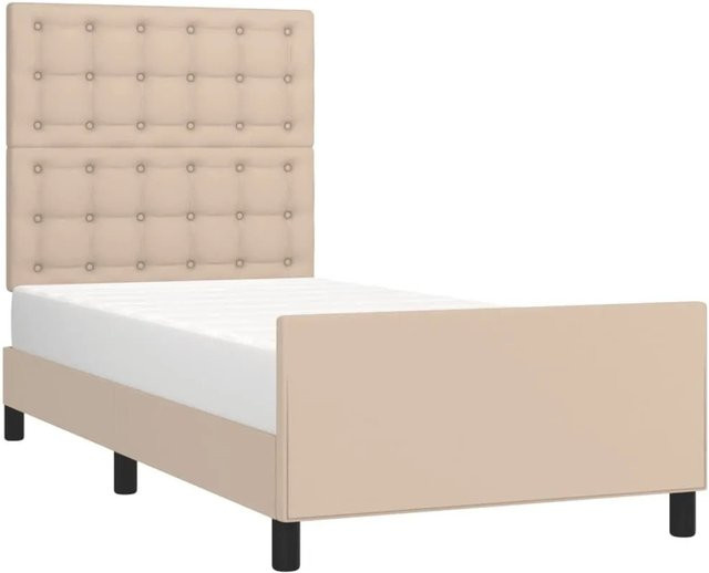 vidaXL Bettgestell mit Kopfteil in Cappuccino Braun aus Kunstleder, B/T/H: 80 x 200 x 118 cm - Bild 1