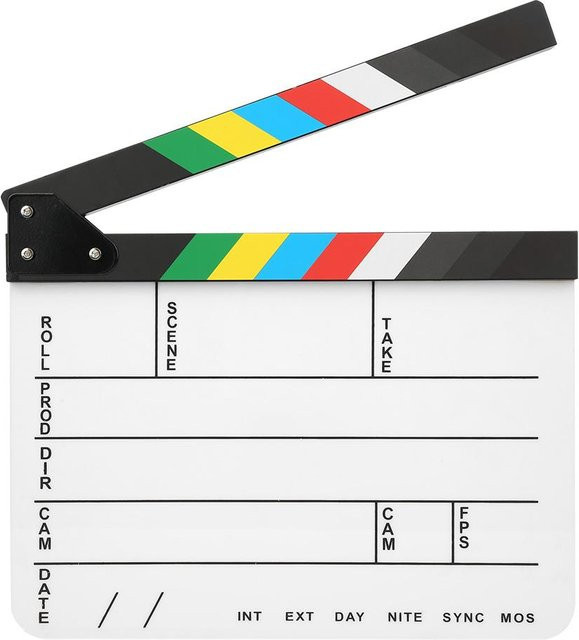 ZuiyouPet1 Professionelle Regisseur Klappe aus Acryl mit gelb gestreiftem Whiteboard, B/H: 30 x 25 cm - Bild 1