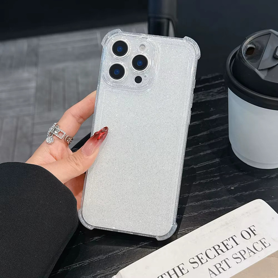 AKABEILA Glitzer Silikon Schutzhülle für iPhone 11 bis 17 Pro Max mit Linsenschutz in Transparent - Bild 2