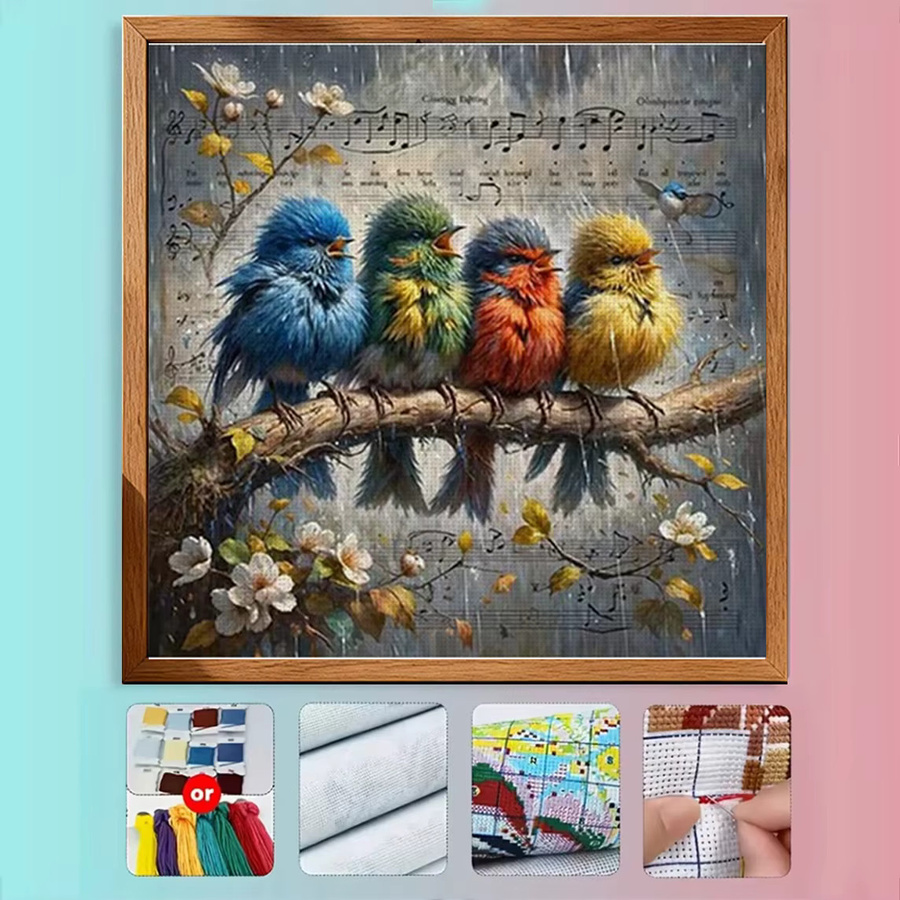 Nature's Melody Kreuzstich-Set zum Selbermachen, 11CT Stickerei in Multicolour, B/H: 36 x 36 cm - Bild 5