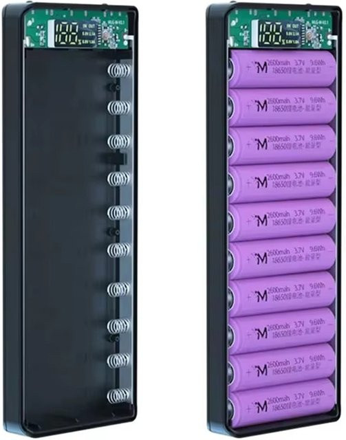 Mrgabwte Powerbank Gehäuse für 10x 18650 Akkus mit Dual USB und Typ C Anschluss in Weiß - Bild 1