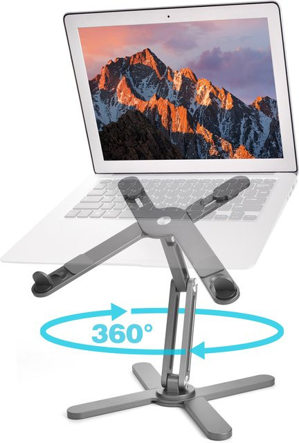 YASOKO Faltbarer Laptopständer mit 360 Grad Rotation aus Aluminiumlegierung in Silber und Grau für 10 bis 17 Zoll Notebooks - Bild 1