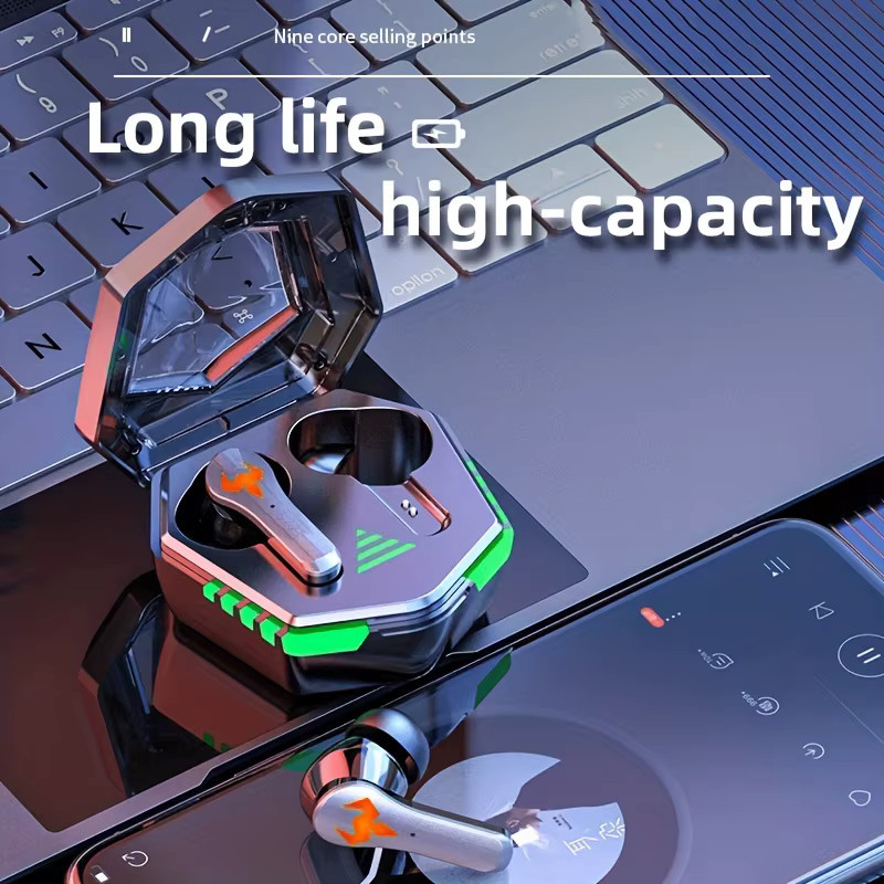 BOOTE TWS Gaming Headset Drahtlose In-Ear-Kopfhörer mit geringer Verzögerung und USB-C Ladecase in Schwarz - Bild 2