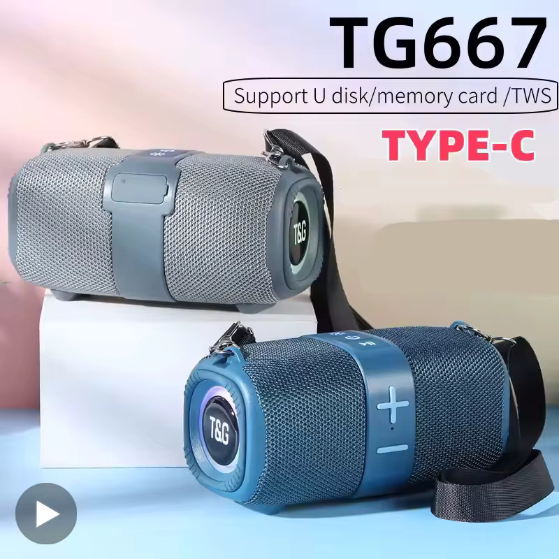 Tragbarer kabelloser Bluetooth-Lautsprecher von T&G mit Subwoofer und FM-Radio in Lila - Bild 1