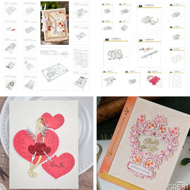 Nordische Herzen Metall-Stanzformen und Stempel in Silber für DIY Scrapbook und Fotoalbum-Dekoration - Bild 1