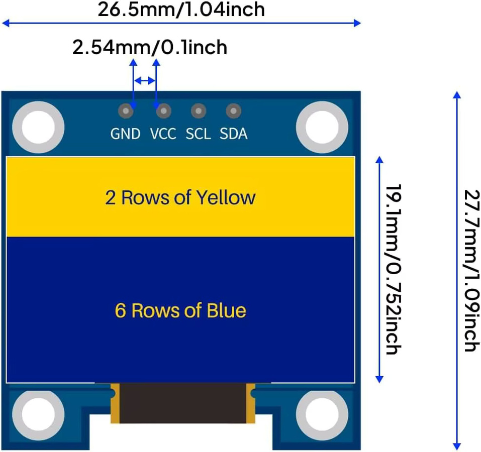 AOKIN 3er-Set 0,96 Zoll OLED-Display-Bildschirmmodul mit SSD1306 I2C-Schnittstelle für Arduino-Projekte - Bild 3
