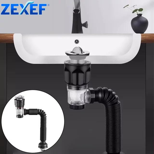 ZEXEF Anti-Geruchs-Abflussspüle mit flexiblem und einziehbarem Rohrfilter als geruchshemmendes Küchenzubehör - Bild 1