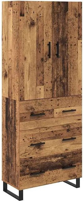 vidaXL Highboard 2-teilig in Altholz-Optik mit Glasfront, Schubladen und Regalfächern, Braun, B/T/H: 69,5 x 34,0 x 180,0 cm - Bild 1