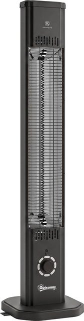 Outsunny Infrarot Heizstrahler 2000W Carbonfaser Standheizstrahler mit Fernbedienung, 8 Heizstufen, Timer und Kippschutz, IP65 wetterfest, Schwarz - Bild 1