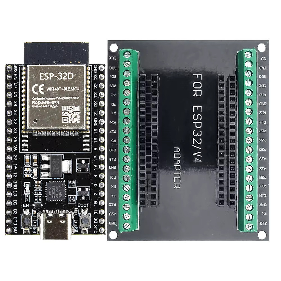 ESP32-32D Entwicklungsboard Kit mit GPIO-Erweiterungsboard, BT WLAN-Modul, USB Typ-C und CP2102, Schwarz - Bild 5