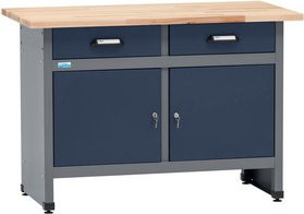 Küpper Werkbank mit 2 Türen und 2 Schubladen, Dunkelblau-Hellgrau, B/T/H: 120 x 60 x 84 cm - Bild 1