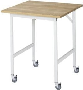 Rau Fahrbarer Arbeitstisch Jerry in Grau und Braun mit B-Platte, B: 75 cm, T: 80 cm, H: 90 cm - Bild 1