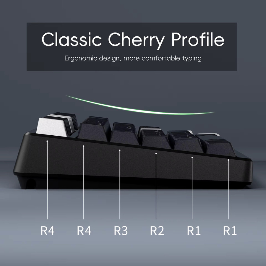 XVX Tastenkappen im Kirschprofil aus PBT in Schwarz und Weiß mit Frontbeschriftung für mechanische Tastaturen und Magnetschalter - Bild 3