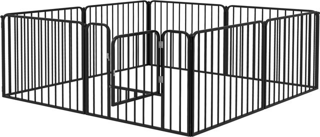PawHut Hundebox für mittelgroße und kleine Hunde mit 8 modularen Paneelen und Stahltor in Schwarz, B/T/H: 164 x 164 x 60 cm - Bild 1