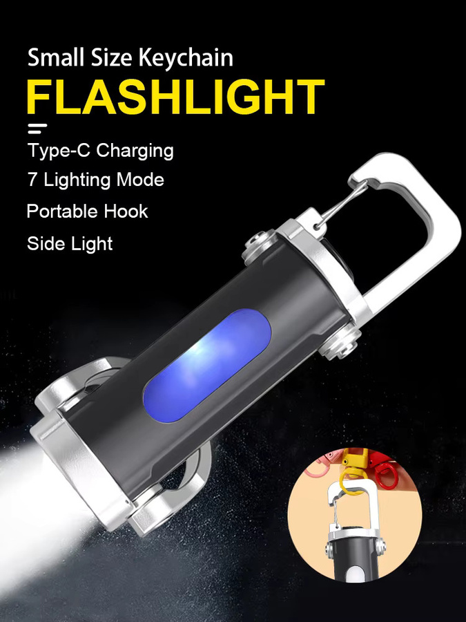 XIWANGFIRE Wiederaufladbare LED-Taschenlampe als Schlüsselanhänger für Kinder in Schwarz mit COB-Licht für Camping, Nachtlesen und Outdoor-Abenteuer - Bild 6