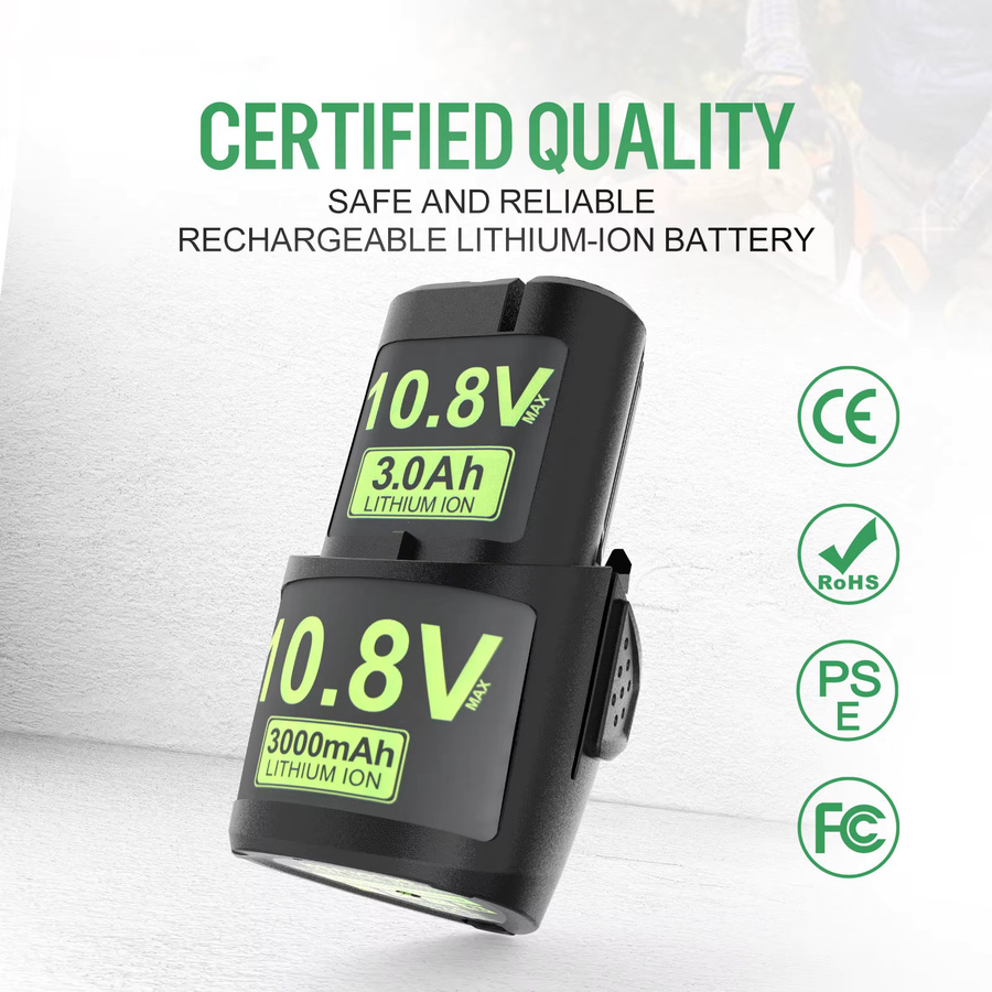 Dreamdash Ersatz-Li-Ion-Akku 10,8V 3000mAh in Schwarz für STIHL Elektrowerkzeuge wie GTA26, GTA40, SEA20, HSA26, HSA30, HSA40, FSA30, KOA30, ASA20, BGA30 und RCA20 - Bild 2