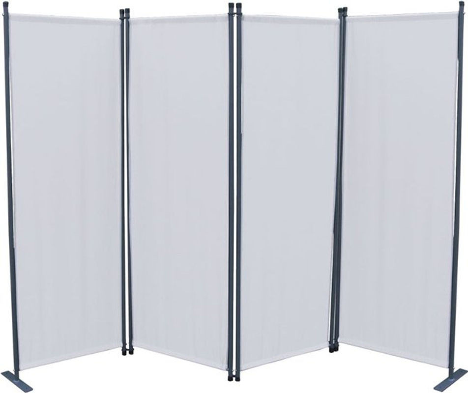 Grasekamp Paravent uni 4-teilig in Weiß aus Textil und Metall, minimalistisch und freistehend - Bild 1