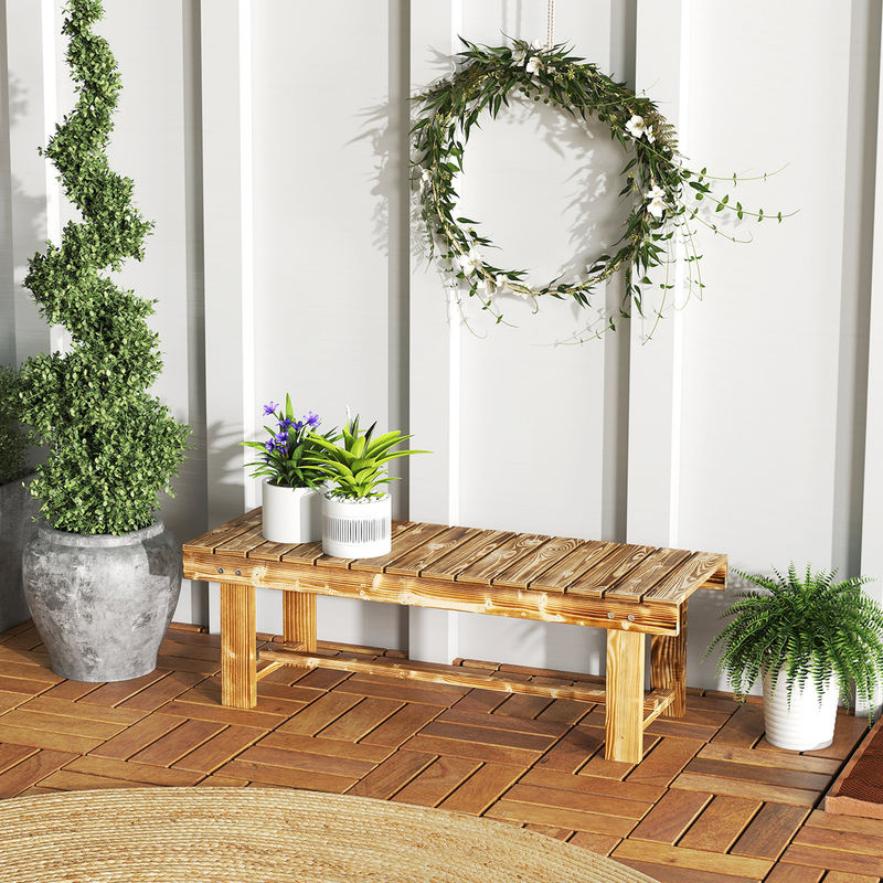 Outsunny Gartenbank aus Holz in Braun für Garten, Balkon und Terrasse, B/H/L: 38 x 35 x 110 cm - Bild 2