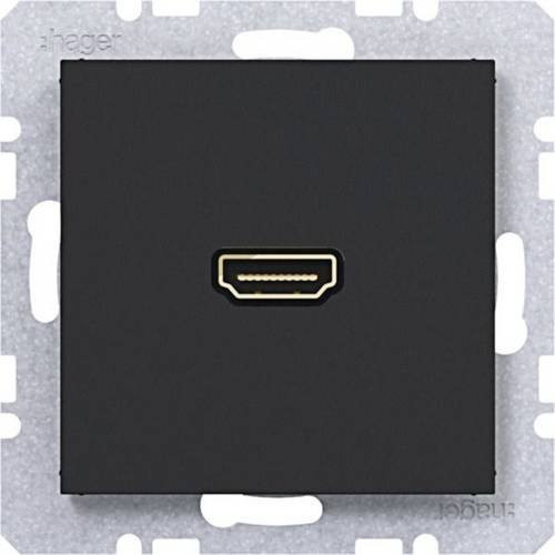 Hager HDMI-Steckdose WAF4380BM in Nachtschwarz matt - Bild 1