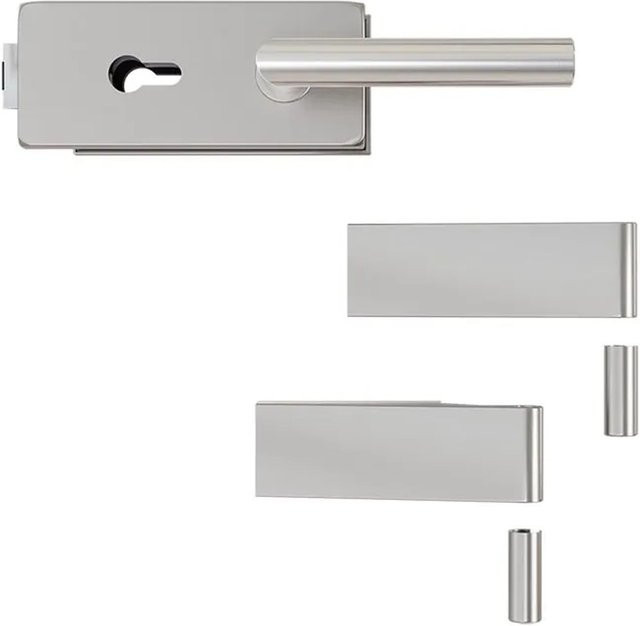 Hansaglas Glastürbeschlag Studio Profilzylinderschloss Eckig in Edelstahl Silber B/H/T: 265 x 175 x 80 mm - Bild 1