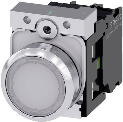 Siemens Leuchtdrucktaster 3SU1152-0AB60-1BA0 mit Metall-Frontring in Hochglanz und flachem Betätiger, Farbe Weiß - Bild 1