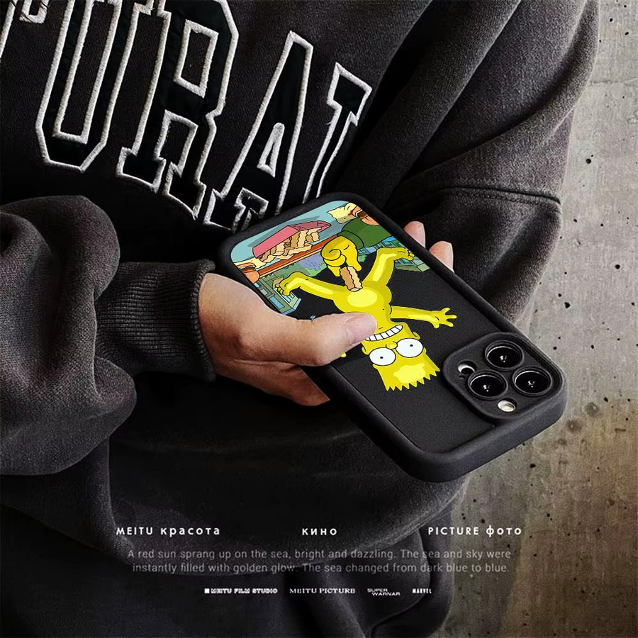 Funny Cartoon Simpsons Handyhülle aus Silikon für iPhone 11 bis iPhone 17 Pro Max in Schwarz - Bild 5