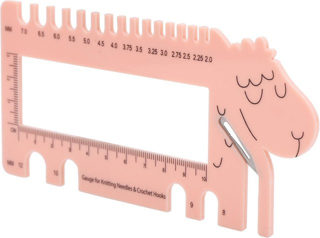 Igeteck Häkelmaßstab in Schaf-Form aus Kunststoff in Pink für Pullover und Strickarbeiten - Bild 1