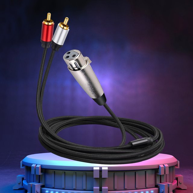 Alloet Stereo Audio Interconnect Kabel XLR auf Dual RCA Adapter in Schwarz - Bild 1