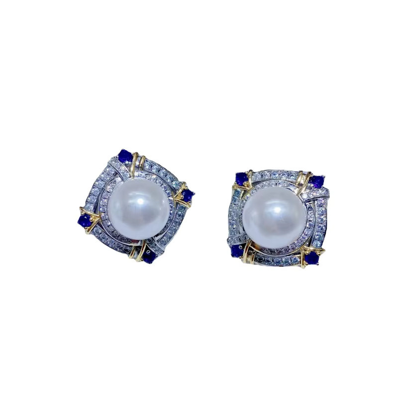 Huitan exquisite Ohrstecker, Bicolor, Perle, Zirkonia, Damen - Bild 3