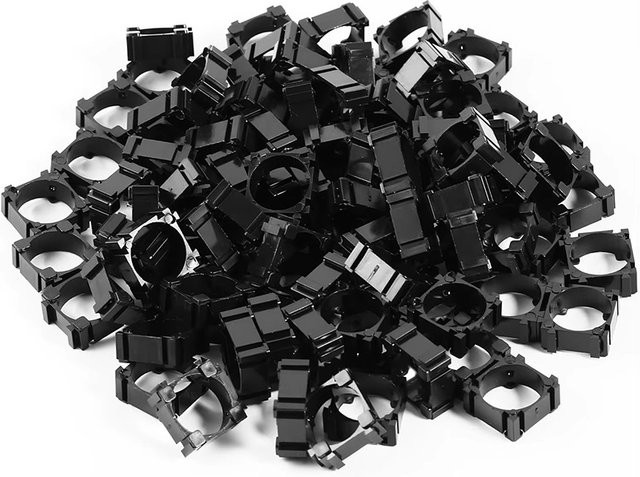 BRYNTHORX 100 Stück 18650 Lithium-Batteriehalter aus schwarzem Kunststoff, vibrationsdämpfende Zellenhalter für Li-Ionen-Batteriepacks - Bild 1