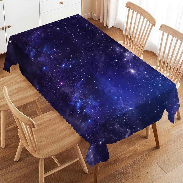 JINGYUE Pet Rechteckige Tischdecke mit Galaxie-Universum-Motiv in Blau, B/T: 140 x 140 cm - Bild 1