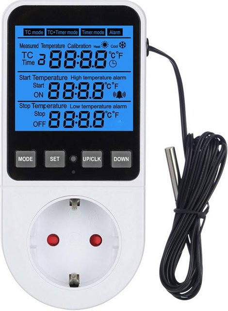 Oudun Digitaler Temperaturregler mit Sensorsonde in Weiß - Bild 1