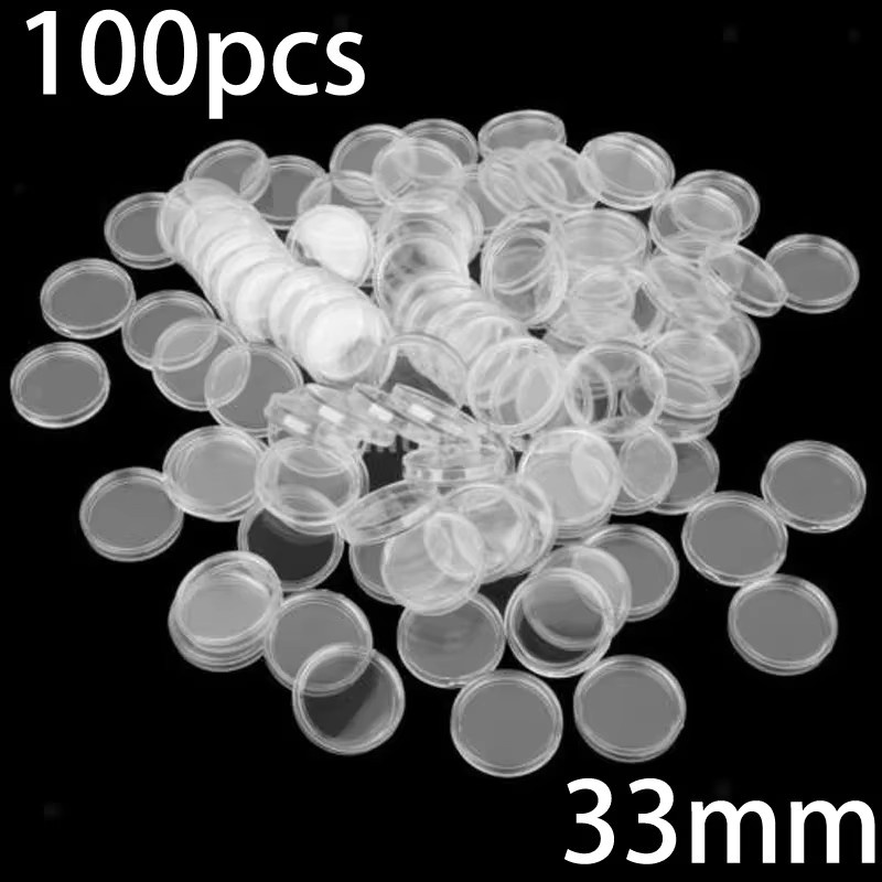 100 Stück transparente runde Münzkapseln aus Kunststoff mit 33 mm Durchmesser zum Schutz deiner Münzen - Bild 3