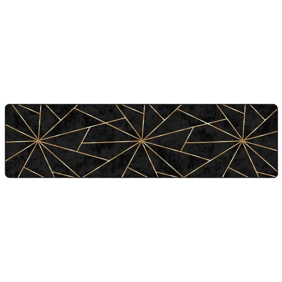 vidaXL Teppich aus Samt Polyester in Schwarz und Gold, waschbar und rutschfest, B/T: 80 x 300 cm - Bild 2