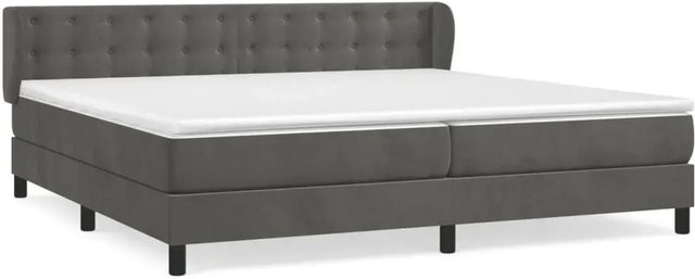 vidaXL Boxspringbett mit Matratze Dunkelgrau B/T/H: 200 x 200 x 203 cm Samt Hybrid-Design mit Taschenfederkern - Bild 1