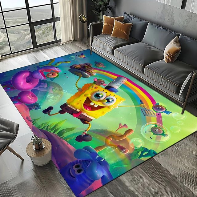 YglThree 3D Patrick Star Cartoon Teppich, rutschfeste und waschbare Bodenmatte für Kinder, B/B: 60 x 40 cm, mehrfarbig - Bild 1