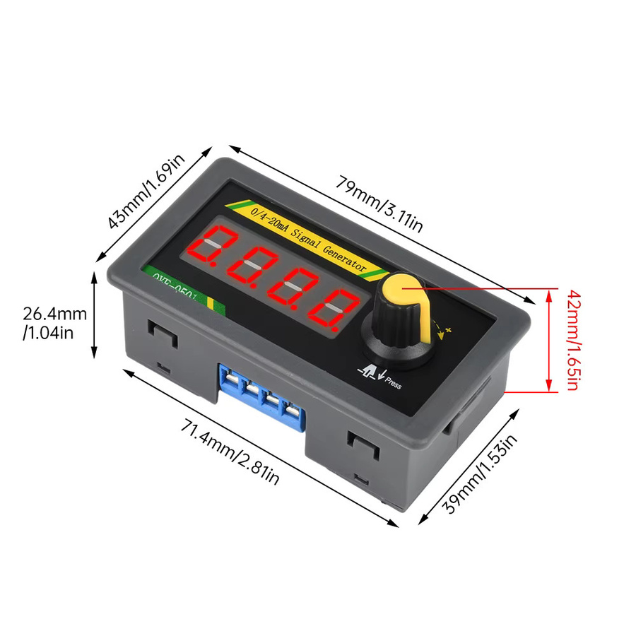 Gaqqee Analoger Signalgenerator mit vierstelliger Digitalanzeige für SPS-Debugging, 0/4–20 mA, DC 12–24 V - Bild 4