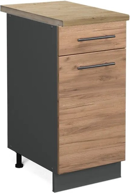 Vicco Küchenunterschrank Fame-Line Goldkraft Eiche/Anthrazit B: 40 cm, T: 60 cm, H: 82 cm - Bild 1