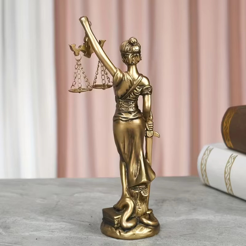 GUOFEI Justitia Retro-Statue aus Metall in Gold mit Rundem Boden als Dekoration für Schreibtisch und Anwaltsbüro - Bild 2