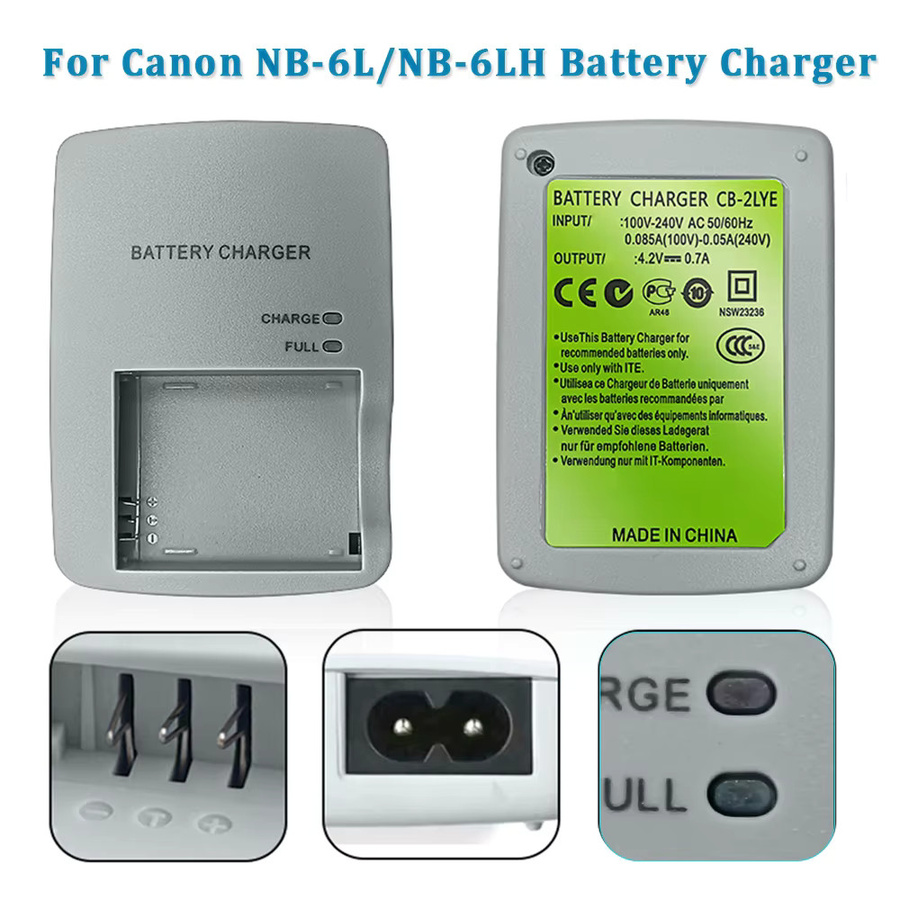 Canon Ladegerät CB-2LYT CB-2LYE für NB-6L NB-6LH Akkus, kompatibel mit Canon Kamera Modellen D10, D20, D30, S90, S95, S120, SD770, SD980, SD1200 und SD1300 - Bild 2