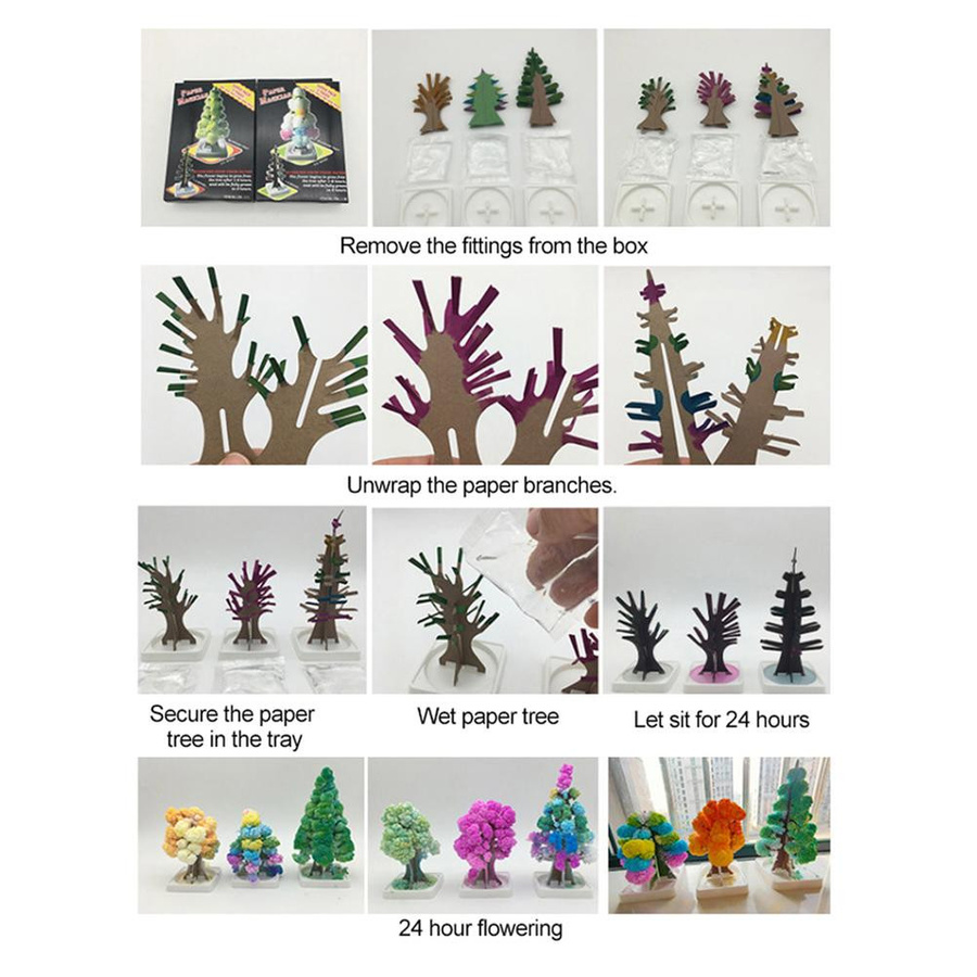 DIY Weihnachts-Papierbaum mit Schneeflocken-Effekt als magische wachsende Kristall-Dekoration in Multicolor - Bild 4