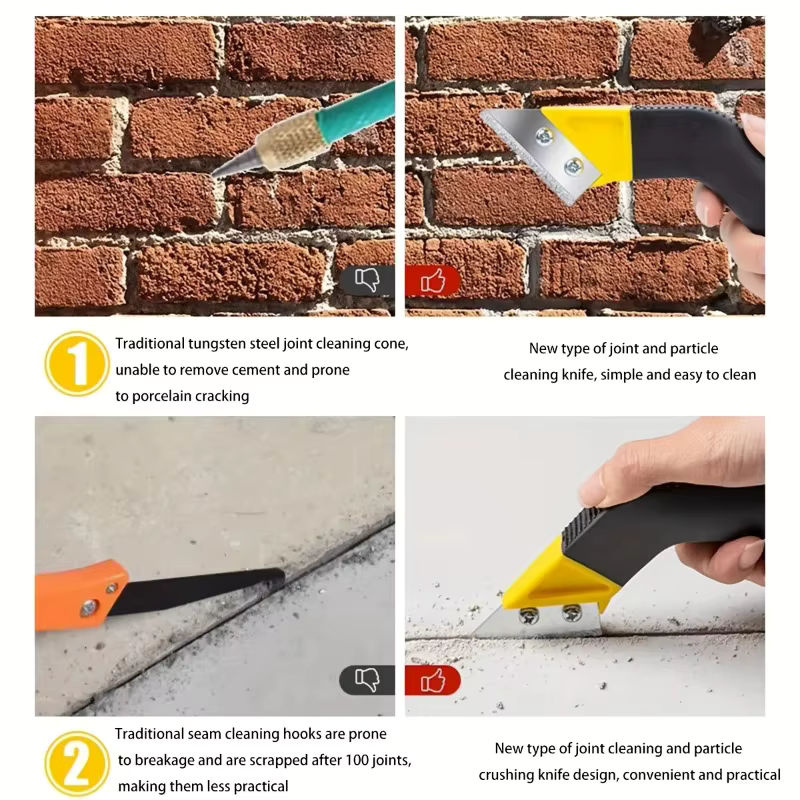 Professionelles Fliesen Mörtel Entfernung Werkzeug mit Dual Klinge und rutschfestem Kunststoffgriff - Bild 4