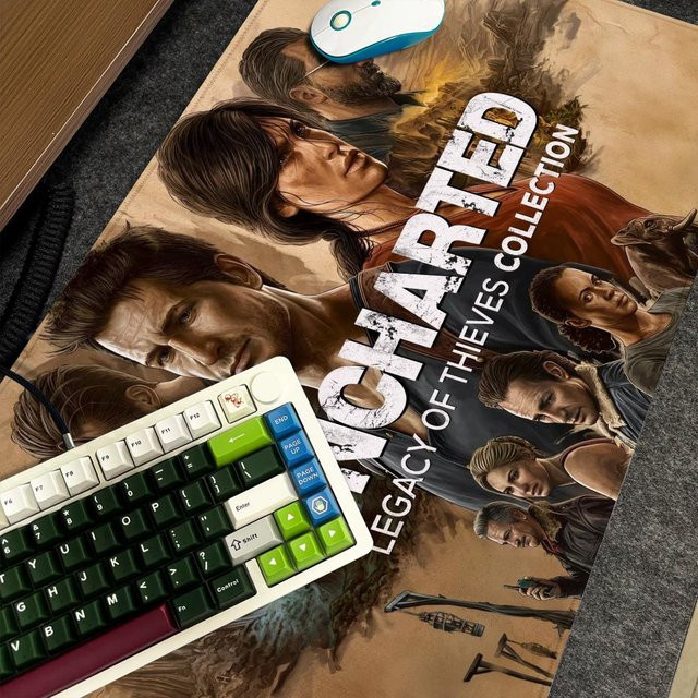 U-Uncharted 4 The Lost Legacy XXL Mauspad in Schwarz und Multicolour, rutschfeste Gamer-Schreibtischunterlage mit HD-Design, B/T: 90 x 40 cm - Bild 1